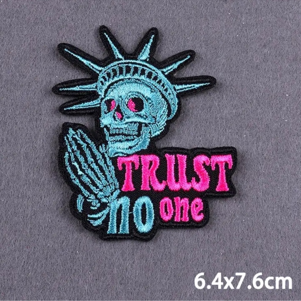 Iron On Patch, Trust No One Iron On Patch Statue of Liberty Skeleton
